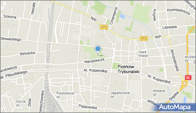 Piotrków Trybunalski, Park Śródmiejski Jana Pawła II, mapa Piotrków Trybunalski