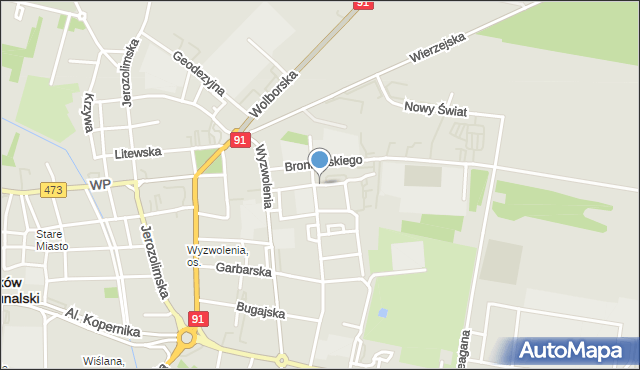 Piotrków Trybunalski, Pawlikowskiego Józefa, mapa Piotrków Trybunalski