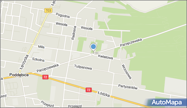 Poddębice, Parzęczewska, mapa Poddębice