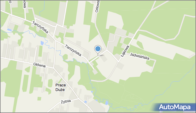 Prace Duże, Pałacowa, mapa Prace Duże