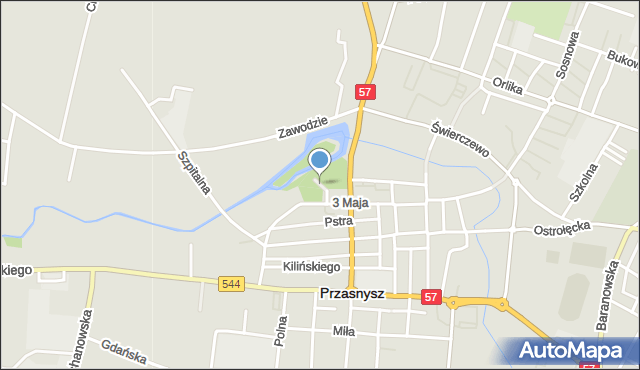 Przasnysz, Park Kościuszki Tadeusza, gen., mapa Przasnysz