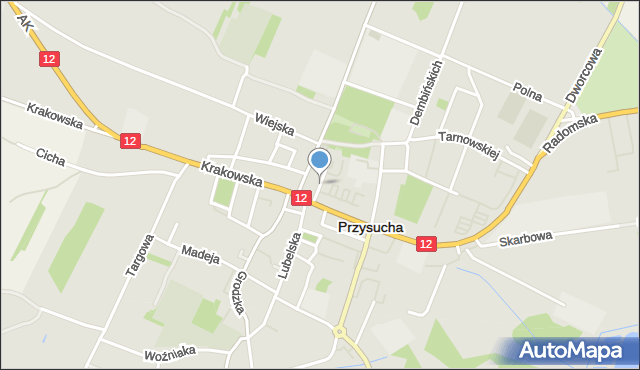 Przysucha, Partyzantów, mapa Przysucha