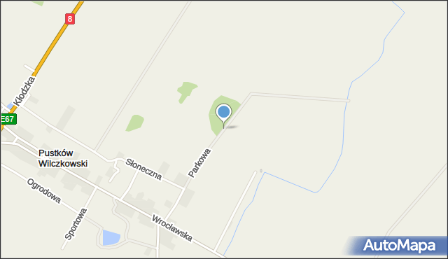 Pustków Wilczkowski, Parkowa, mapa Pustków Wilczkowski