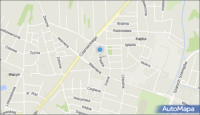 Radom, Paska Jana Chryzostoma, mapa Radomia