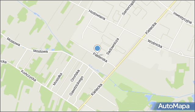 Radom, Pasterska, mapa Radomia