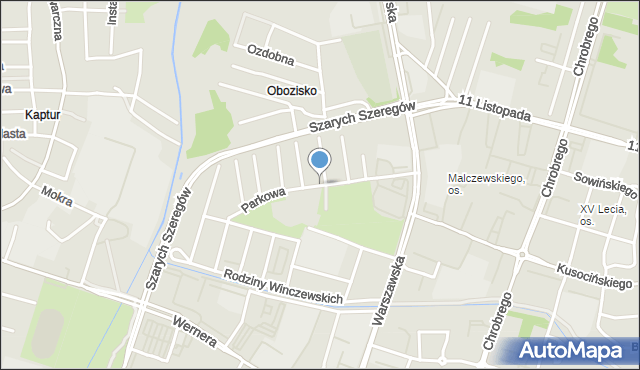 Radom, Parkowa, mapa Radomia