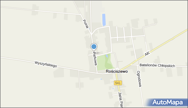 Rościszewo powiat sierpecki, Parkowa, mapa Rościszewo powiat sierpecki