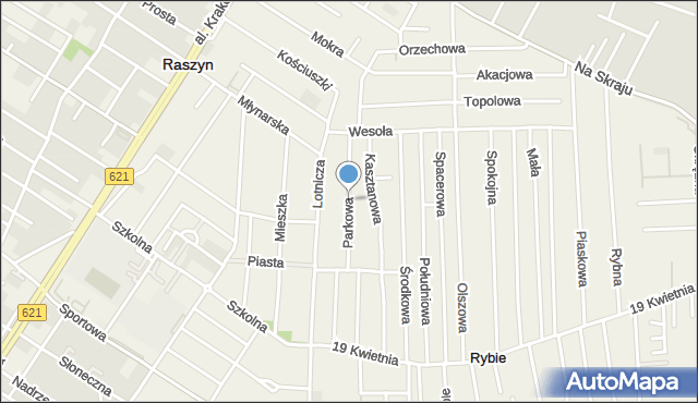 Rybie gmina Raszyn, Parkowa, mapa Rybie gmina Raszyn