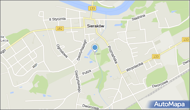 Sieraków powiat międzychodzki, Park św. Jana Pawła II, mapa Sieraków powiat międzychodzki