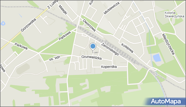 Skwierzyna, Paderewskiego Ignacego Jana, mapa Skwierzyna