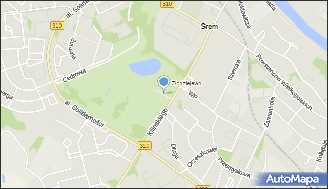 Śrem, Park Ekologiczny Puchalskiego Wł., mapa Śrem