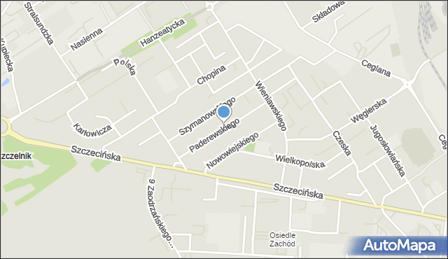 Stargard, Paderewskiego Ignacego Jana, mapa Stargard
