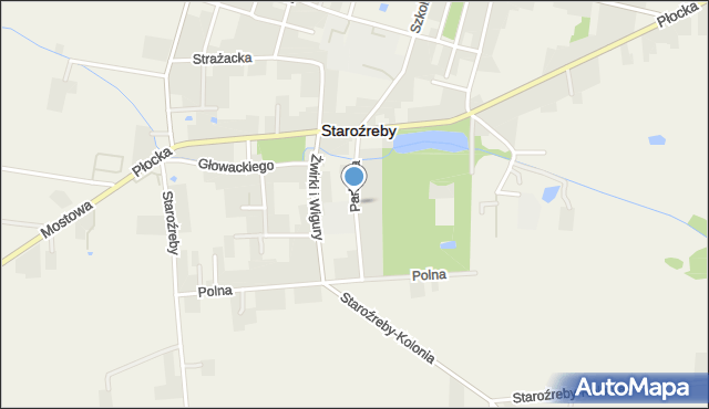 Staroźreby, Parkowa, mapa Staroźreby