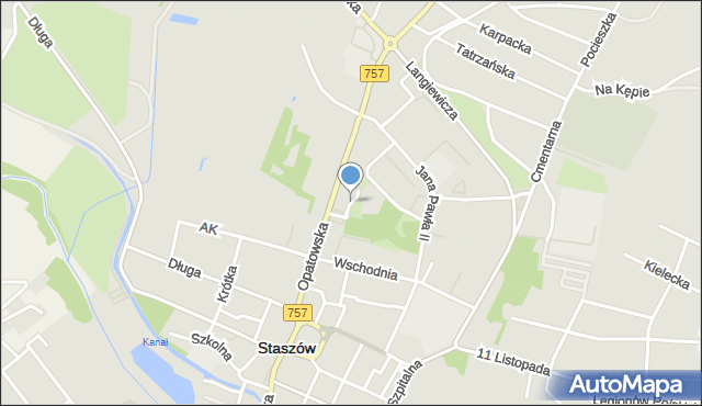 Staszów, Park Bienia Adama, mapa Staszów