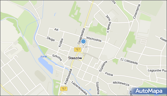 Staszów, Partyzantów, mapa Staszów
