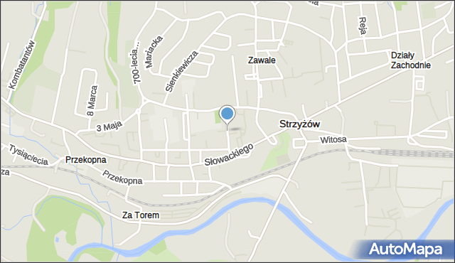 Strzyżów, Parkowa, mapa Strzyżów
