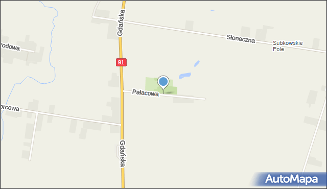 Subkowy, Pałacowa, mapa Subkowy