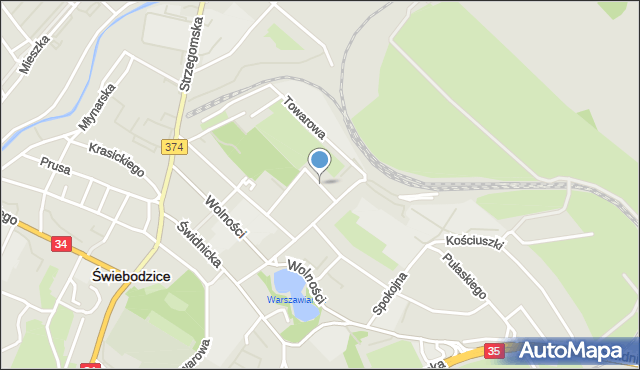 Świebodzice, Parkowa, mapa Świebodzice