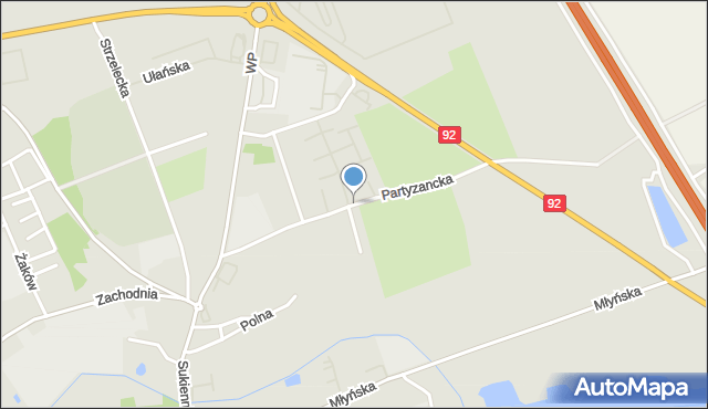 Świebodzin, Partyzancka, mapa Świebodzin