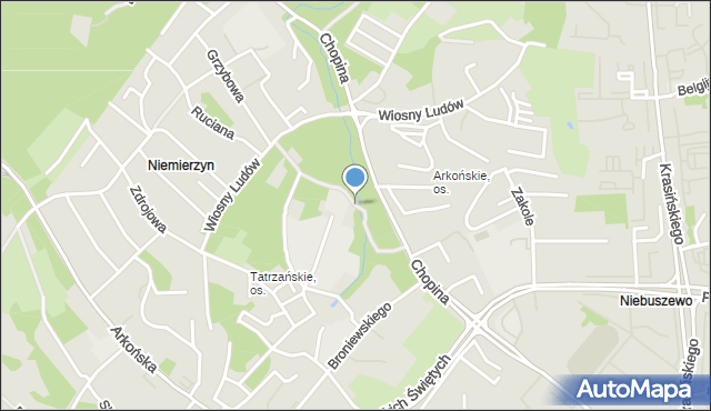 Szczecin, Park Chopina Fryderyka, mapa Szczecina