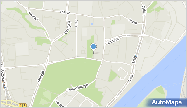 Szczecin, Park Nadratowskiego Stanisława, mapa Szczecina