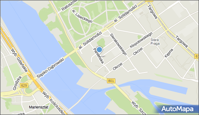 Warszawa, Panieńska, mapa Warszawy