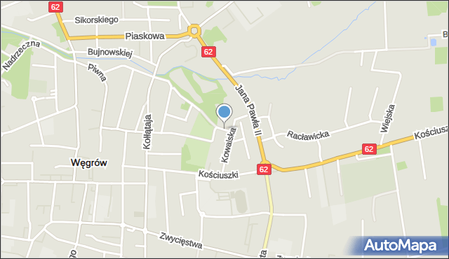 Węgrów, Parkowa, mapa Węgrów