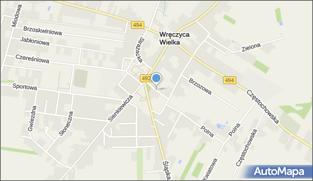 Wręczyca Wielka, Parkowa, mapa Wręczyca Wielka