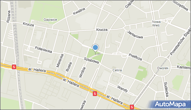 Wrocław, Park Langiewicza Mariana, gen., mapa Wrocławia