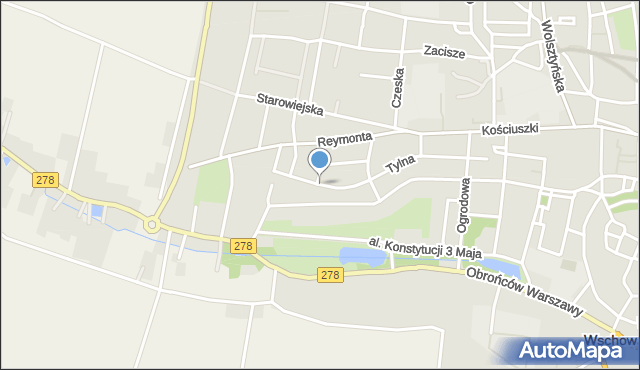 Wschowa, Paderewskiego Ignacego Jana, mapa Wschowa