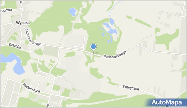 Wysoka gmina Łazy, Paderewskiego Ignacego Jana, mapa Wysoka gmina Łazy