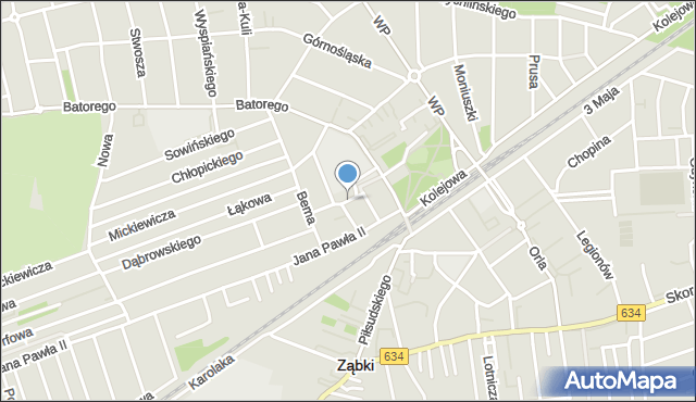 Ząbki powiat wołomiński, Parkowa, mapa Ząbki powiat wołomiński