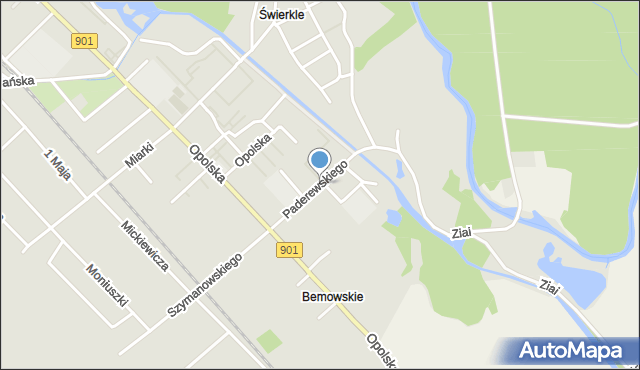 Zawadzkie, Paderewskiego Ignacego Jana, mapa Zawadzkie