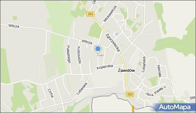 Zawidów, Partyzantów, mapa Zawidów