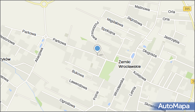 Żerniki Wrocławskie, Parkowa, mapa Żerniki Wrocławskie