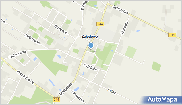 Żołędowo gmina Osielsko, Parkowa, mapa Żołędowo gmina Osielsko