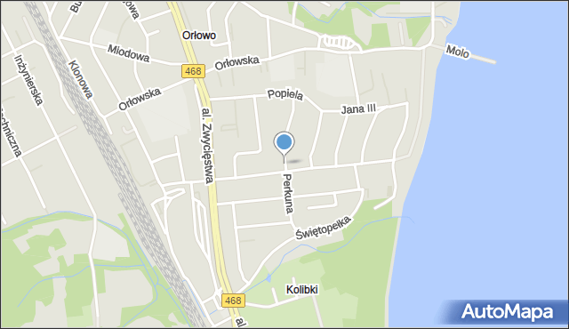 Gdynia, Perkuna, mapa Gdyni