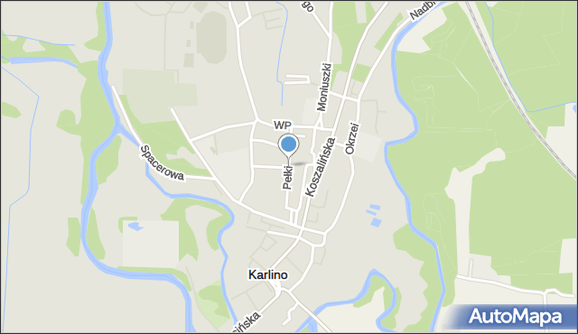 Karlino, Pełki, mapa Karlino