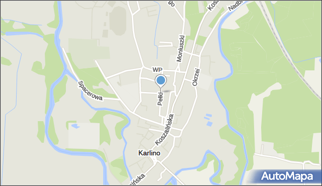 Karlino, Pełki, mapa Karlino