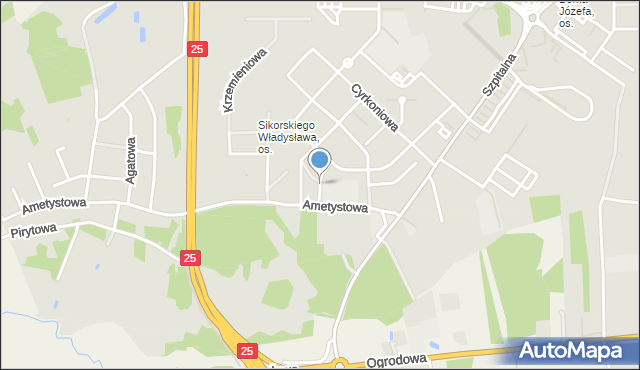 Konin, Perłowa, mapa Konina