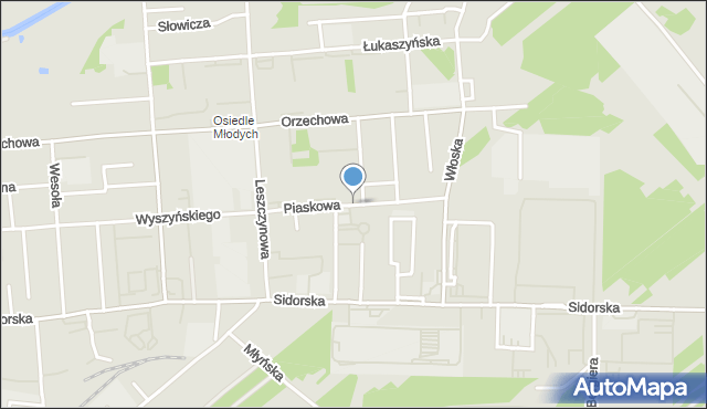 Biała Podlaska, Piaskowa, mapa Białej Podlaskiej