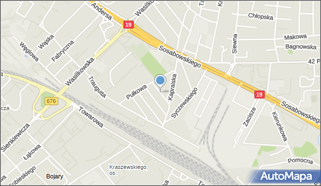 Białystok, Pionierska, mapa Białegostoku