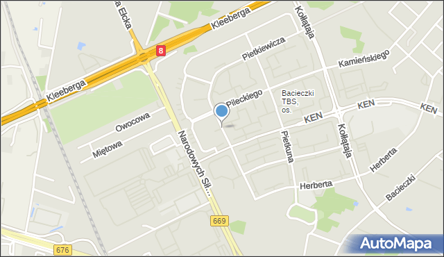 Białystok, Pietkiewicza Michała, mapa Białegostoku