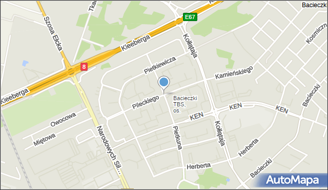 Białystok, Pileckiego Witolda, rtm., mapa Białegostoku