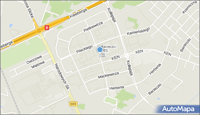 Białystok, Pietkuna Witolda, ks., mapa Białegostoku