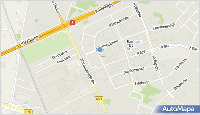 Białystok, Pietkiewicza Michała, mapa Białegostoku