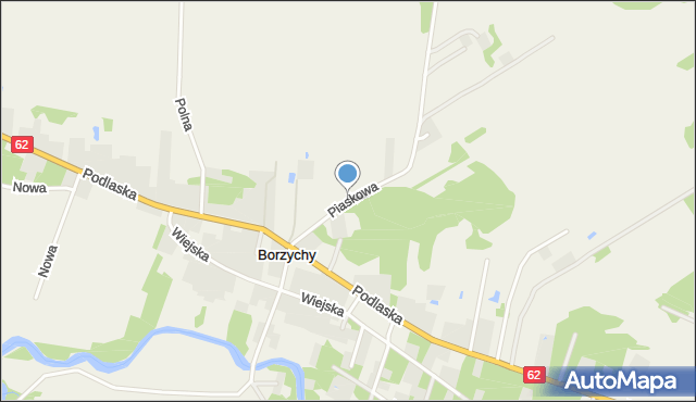 Borzychy, Piaskowa, mapa Borzychy