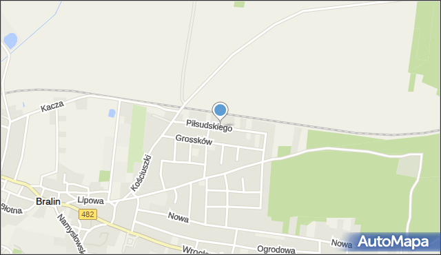Bralin powiat kępiński, Piłsudskiego Józefa, marsz., mapa Bralin powiat kępiński