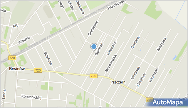 Brwinów, Piastowska, mapa Brwinów