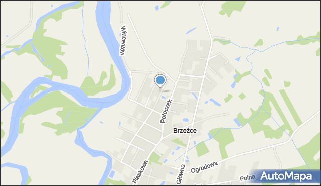 Brzeźce gmina Białobrzegi, Piękna, mapa Brzeźce gmina Białobrzegi